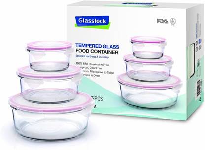 Glasslock Round Set Of 3 Containers Lunch Box