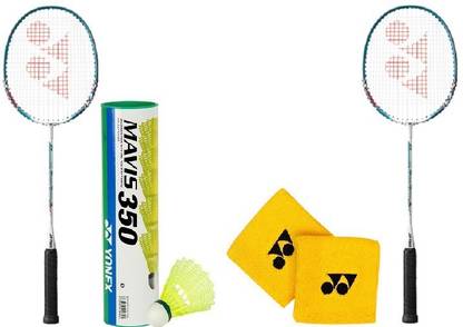 YONEX Combo Of Five - 'Muscle Power 2' Badminton racket, 'Mavis 350' shuttle Cock,(1/2 dozen) and one pair of Wrist Bands Badminton Kit