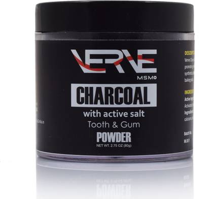 VERVE MSM Charcoal Active Salt Tooth and Gum Powder (Toothpowder) 80 gm