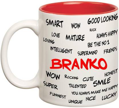 CHANAKYA Good Personality Branko Inner Red Cofffee Name Ceramic Coffee Mug
