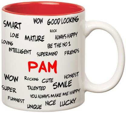 HUPPME Good Personality Pam Inner Red Ceramic Coffee Mug