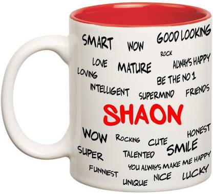 HUPPME Good Personality Shaon Inner Red Ceramic Coffee Mug