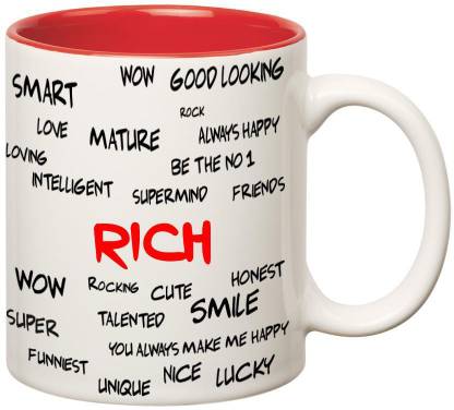 HUPPME Good Personality Rich Inner Red Ceramic Coffee Mug