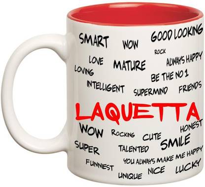 CHANAKYA Good Personality Laquetta Inner Red Cofffee Name Ceramic Coffee Mug