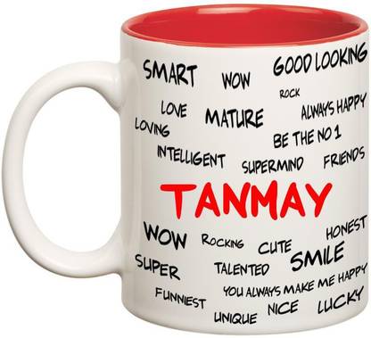 CHANAKYA Good Personality Tanmay Inner Red Cofffee Name Ceramic Coffee Mug