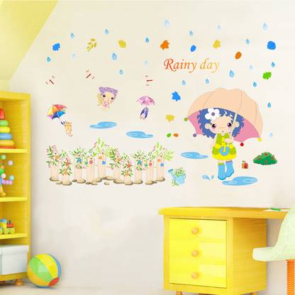 Flipkart SmartBuy 120 cm Wall Stickers Rainy Day for Kids Room Self Adhesive Sticker