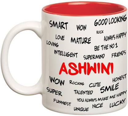 CHANAKYA Good Personality Ashwini Inner Red Cofffee Name Ceramic Coffee Mug