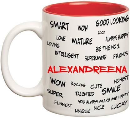 CHANAKYA Good Personality Alexandreena Inner Red Cofffee Name Ceramic Coffee Mug