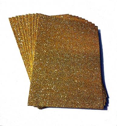 SelectionWorld Glitter Foam Sheets (Pack Of 10, Golden)