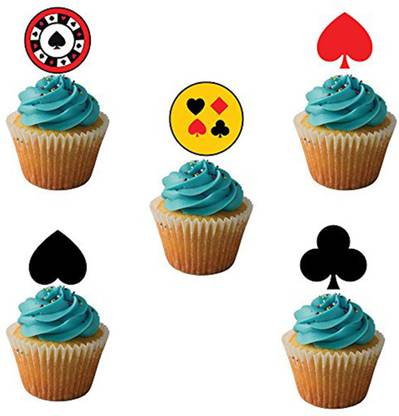 Party Propz Multicolor CUP CAKE TOPPER SET OF 14/ CASINO BIRTHDAY DECORATION/ CASINO PARTY SUPPLIES