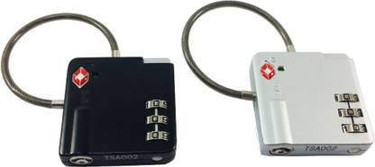 DOCOSS Set Of 2-TSA -529-Approved 3 Digit USA Resettable luggage Bag Number Padlock For Travelling International Safety Lock