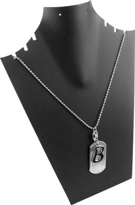 estore  B alphabet name plate dog tag pendant with chain necklace Metal Locket