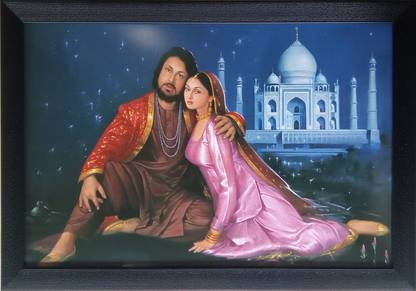Art collection Shah Jahan Mumtaz Mahal Painting Ink 13.6 inch x 19.6 inch Painting
