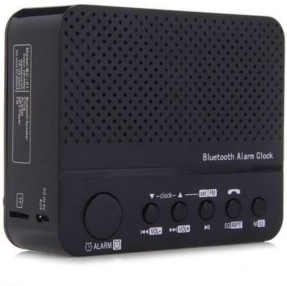 Saturn Retail Bluetooth WIth Display Speaker Desktop Portable Alarm Clock FM Radio Black BC-01 Portable Bluetooth Mobile/Tablet Speaker  (White, Mono Channel) Alarm clock-006 5 W Portable Bluetooth Speaker