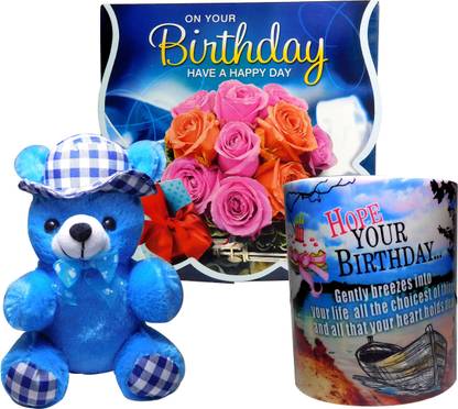 Siddhi Gifts birthday gifts for girlfriend combo - Birthday Greeting Card, Soft Hat Teddy With Coffee Mug