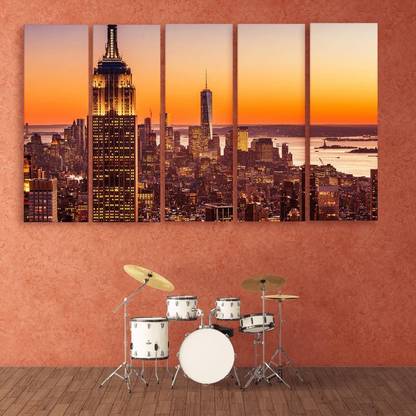 Hazzelnut Multiple Frames | SKYLINE BEAUTIFUL WOODEN FRAMED ART PANELS | | 7MM BOARD READY TO HANG | Digital Wall Painting (148cm x 76cm) Ink 30 inch x 50 inch Painting