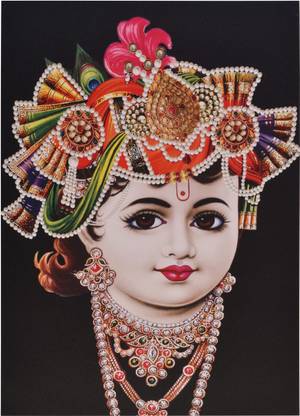 Sparkle Print Photo Of Bal Krishna Face Without Frame (20 X 28 Inches) Fine Art Print