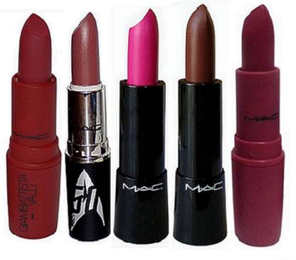 M.A.C Matte Finish Lipstick Giambattista Ruby Woo,Plumful,Star Trek,Retro Pink&Brown