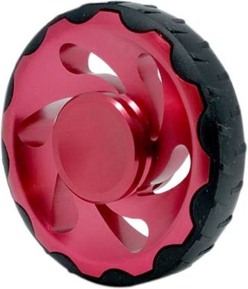 EMOB 2 in 1 Rubber Fire Wheel Aluminum Alloy metal Fidget Hand Spinner Toy With Long Spinner Time-Pink