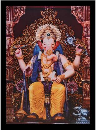 Sparkle Print Photo Of Lalbaugcha Raja Without Frame (20 X 28 Inches) Fine Art Print
