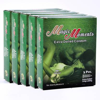 Magic Moments Mint flavoured Extra Dotted Condom,Combo of 5(Pack of 3) Condom