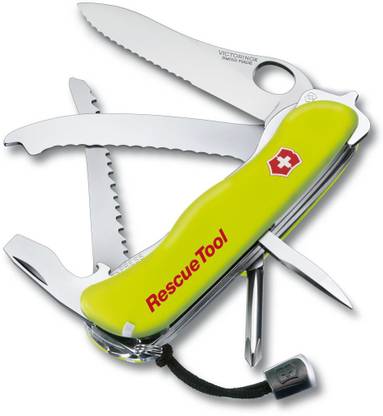 Victorinox Rescue Tool One Hand Opening,Yellow Luminescent,nylon Pouch Multi-utility Knife