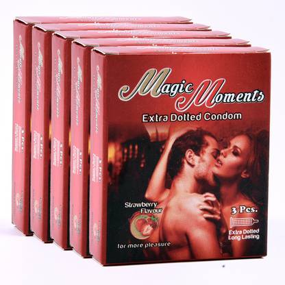 Magic Moments flavoured Extra Dotted Condom,Combo of 5(Pack of 3) Condom
