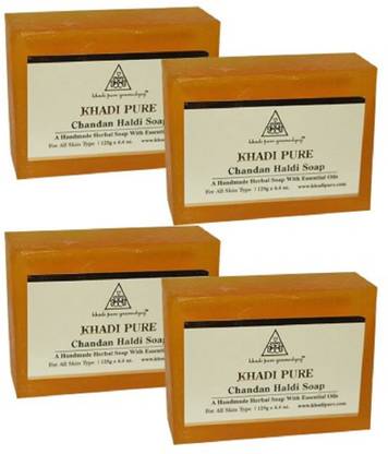 Khadi Pure Gramodyog CHANDAN HALDI SOAP - 125 G (SET OF 4)