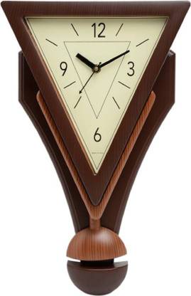 eFc Brown Triangle Pendulum Wall clock Analog 43 cm X 27 cm Wall Clock
