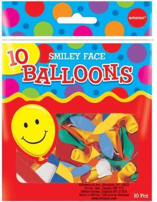 Amscan Assorted Smiley Face Latex Balloons Mix, 12", Bright