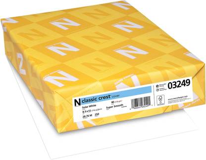 Neenah Paper Neenah 80Lb Classic Crest Cardstock 8.5"X11" 250/Pkg-Solar White (Msrp Per Sheet $.16)