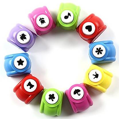 Sicohome Paper Punch,Scrapbooking Punches 10 Pieces,Cute Multi-Pattern Hand Press Shapes,Kid Cut Diy Handmade Hole Puncher For Festival Papers And Greeting Card