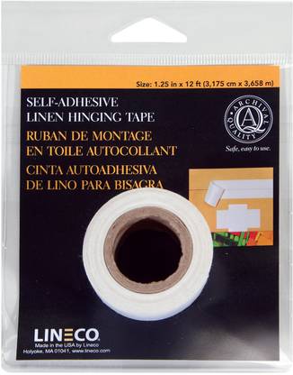 Lineco Self-Adhesive Linen Hinging Tape-White 1.25"X12'