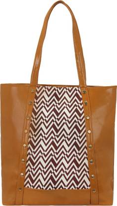 Bagclan Designer tote bag with double compartments - Tan/Red Shoulder Bag