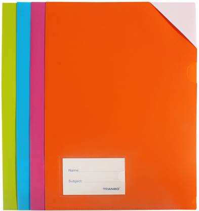TRANBO Plastic L Shape A4 Document File Folders, Set of 4