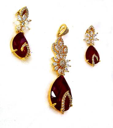 Must Visit pandal with Earring Set Platinum Diamond Stone Pendant Set
