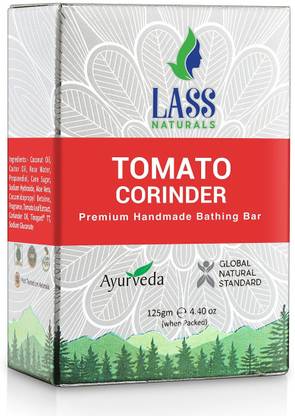LASS NATURALS Tomato & coriander Handmade Premium Bathing Soap 125 gm