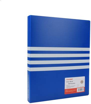TRANBO Plastic 100 Pocket Display File (A4 Size, Blue)