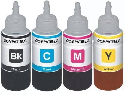Dubaria Dubaria Refill Ink For Use In Epson L210 Printer - Cyan, Magenta, Yellow & Black - 70 ML Each Bottle Black + Tri Color Combo Pack Ink Cartridge