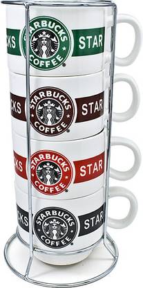 Starbucks Coffee Cup Set With Stand Ceramic, Stainless Steel Coffee Mug