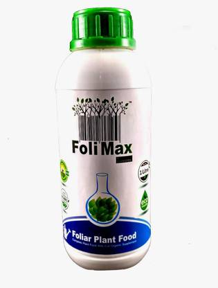 FoliMax 100% Organic Fertilizer food supplements for Plants Composition: - (Composition Imported from BioAtlantis and Make in India) Auxin, Cytokines & Protein derived from extract of Seaweed Ascophyllum Nodosum (Harvested Off the unpolluted West Coast of Ireland, Europe). Humic Acid. Amino Acid (Extracted from Soybean). Fulvic Acid. Bio NPK and traces of essential organic nutrients from Vermisash.