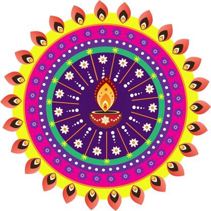 Decor Villa 60 cm 85 Rangoli Floor Sticker (Pack Of 1) Removable Sticker