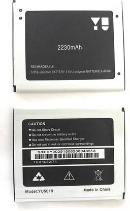 Micromax Mobile Battery For  MICROMAX Micromax Yuphoria Battery Yu 5010 / 5010A Micromax 2230 Mah