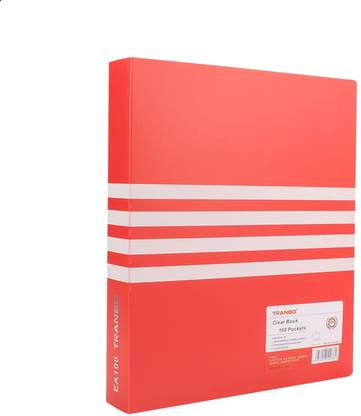 TRANBO Plastic 100 Pocket Display File (A4 Size, Red)