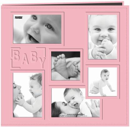 Pioneer Embossed Collage Frame Post Bound Album 12"X12"-Baby - Pink