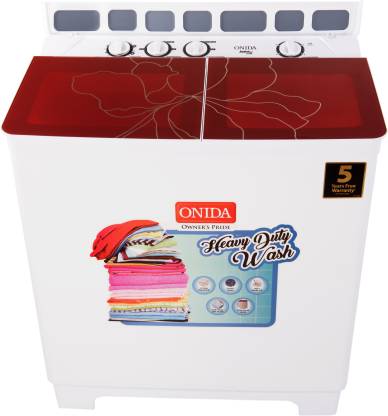 ONIDA 8.5 kg Semi Automatic Top Load Washing Machine White, Maroon