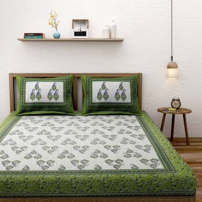 Rajasthan Decor Cotton Double Flat 144 TC Abstract Bedsheet