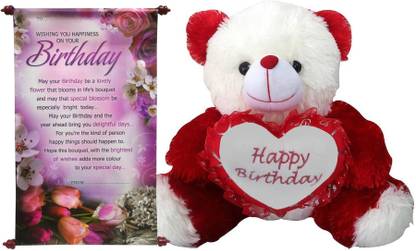Saugat Traders Birthday Gift Combo - Happy Birthday Teddy With Scroll Card