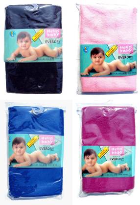 Hello Baby Extra Absorbent Natural Quick Dry Waterproof Bed Protector -Pink, Deep Blue, Purple & Royal Blue Small combo