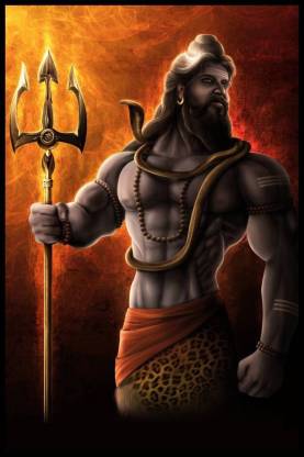 KumkumArts Lord Shiva Animated Wall Strick Poster 12 x 18 Inch HD Quality Material Gloss Paper. Paper Print